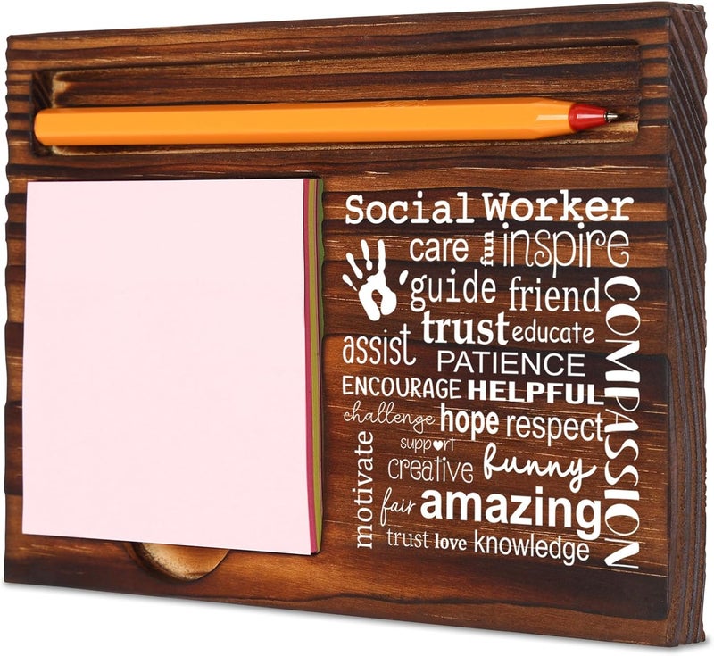 TRCENDE Thank You Social Worker Gifts for Women Men, Appreciation Gift for Social Worker, Birthday Christmas Retirement Graduation Gifts for Social Workers,Retro Self-Stick Note Pad Holders XB467 - Image 1